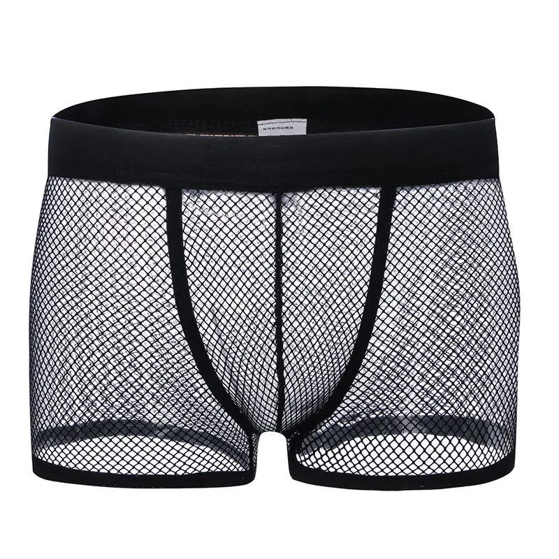 

9 Color Sexy Mens Boxers Shorts Transparent Mesh See Through Net Mesh Underpants Low Rise Man Sexy Underwear Lingerie Trunk