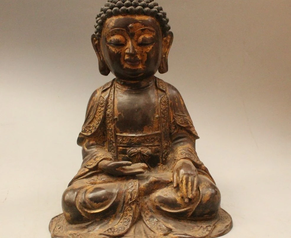 

15" Tibet Temple Bronze Siddhartha Sakyamuni Shakyamuni Amitabha Buddha Statue
