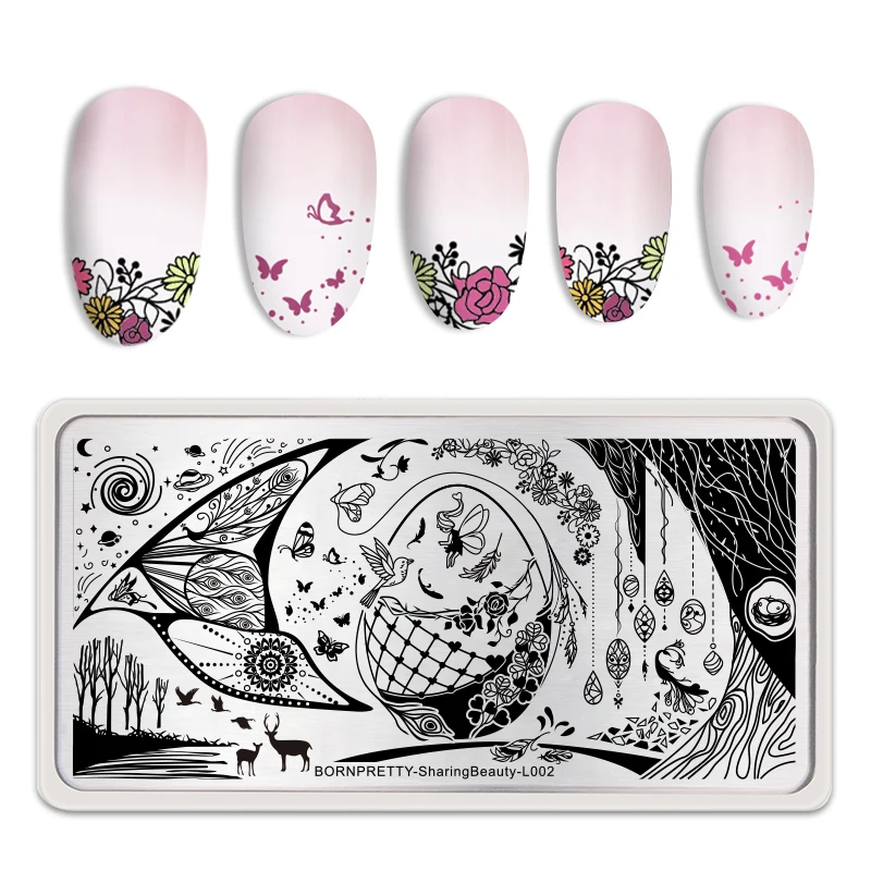 

BORN PRETTY Nail Stamping Plate Tree Moon Star Pattern Image Rectangle DIY Nail Art Templates Stencil Tools Accessories