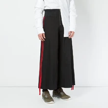 27-44 Для мужчин одежда стилист Подиум Мода оригинальной прострочкой в красную полоску Широкие брюки костюм плюс размер костюмы