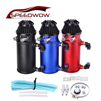 

SPEEDWOW Aluminum Oil Reservoir Catch Can Tank Kit Breather Filter Baffled Oil Catch Can