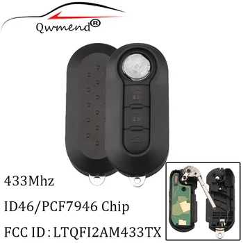 

QWMEND 2pcs*433Mhz Folding Remote Car Key For Fiat 500 Grande Punto 2010-2017 PCF7946 Chip Original key