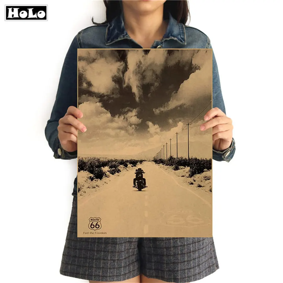 Route 66, винтажные плакаты, украшение в стиле ретро, бумажные настенные наклейки, плакаты для настенных картин для гостиной, 42x30 см, GGB042