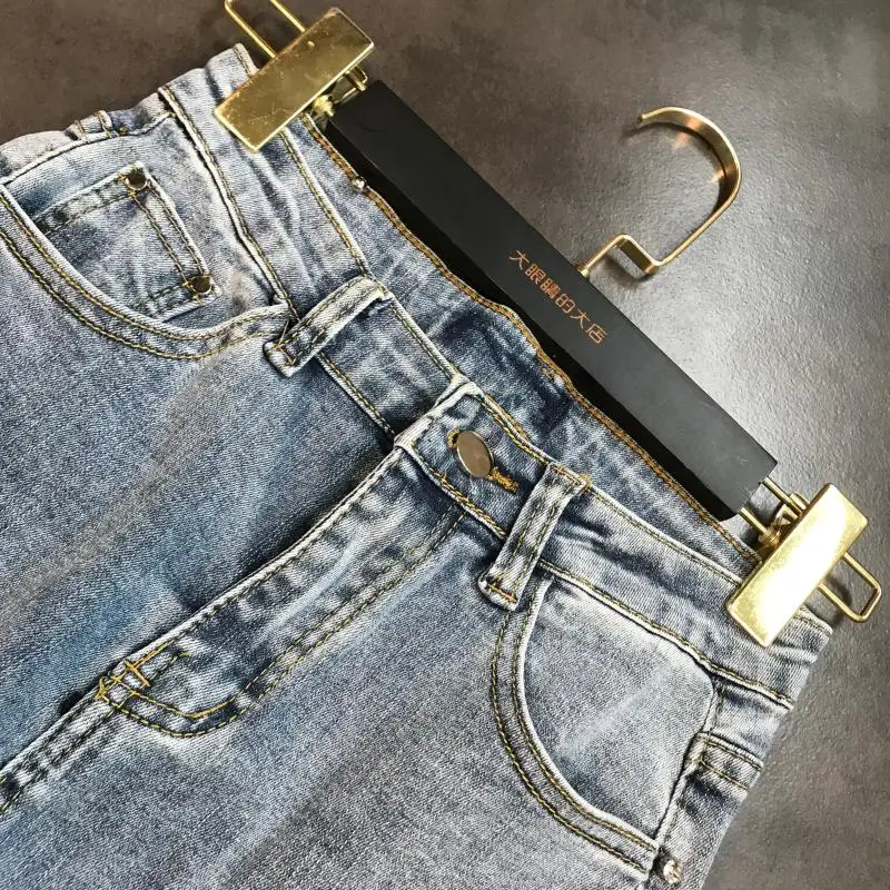 Summer New Rhinestone Beaded Shiny Heavy Stretch Slim Pencil Pants Wash Jeans