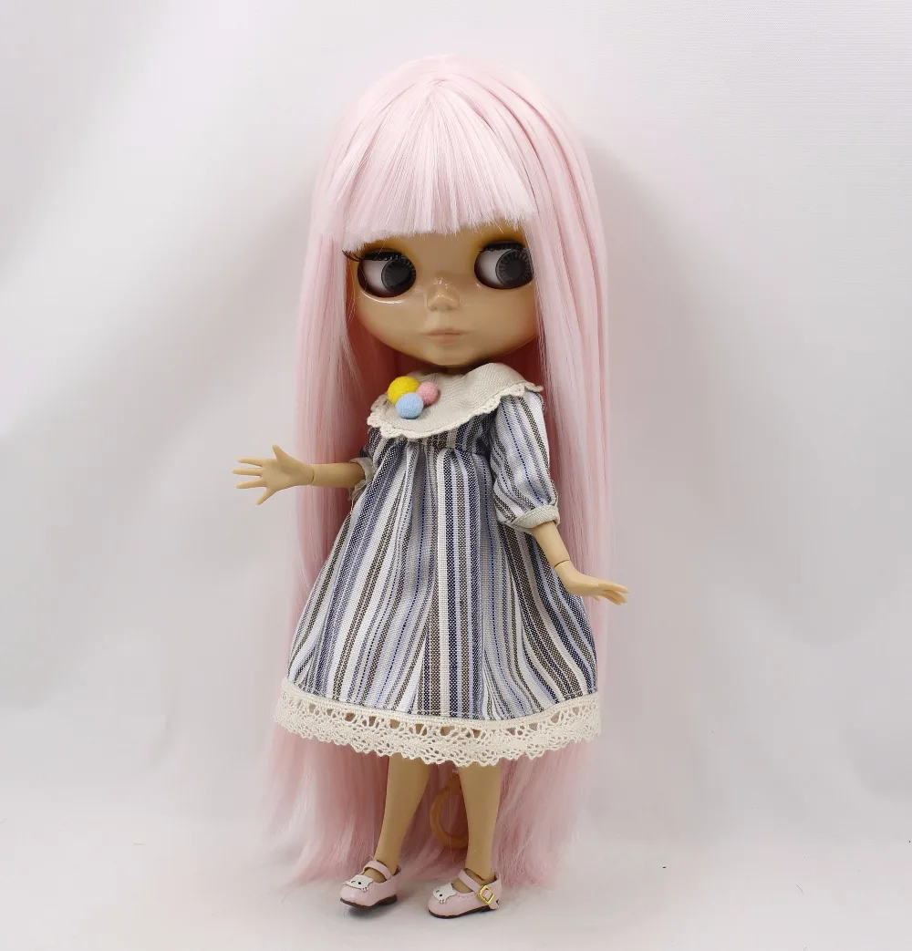 Ледяная кукла DBS Blyth 1/6 bjd прямые бледно розовые волосы загар кожа тела Сияющее