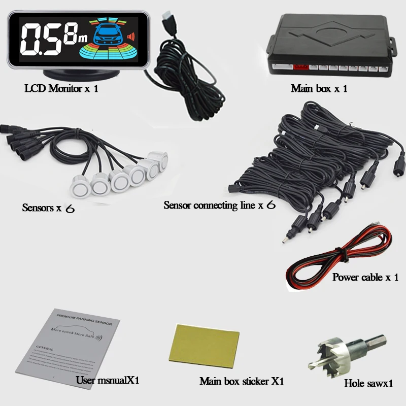 6/sensors NY606 Car LCD Parking Sensor Kit Display for all cars parking assistance reversing radar 6/sensors NY606 Car LCD Parking Sensor Kit Display for all cars parking assistance reversing radar