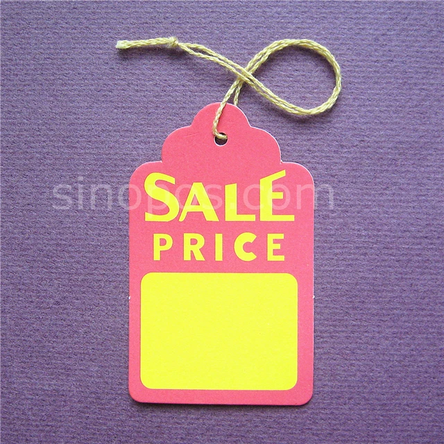 Large Prestrung Price Tags Scalloped 45x73mm Gift Hang Tag Large Prestrung Price Tags Scalloped 45x73mm Gift Hang Tag Printed Colofull Paper Merchandise
