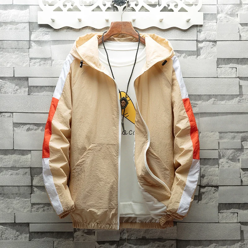 Jacket spring  fashion coat men's hooded casual jacket men's coat thin section large size S-XXXL men's outdoor sports jacket