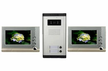 Alta definición por cable Video de la puerta sistema de intercomunicación del teléfono para multiplicar capa apartamento una cámara de 2 monitores
