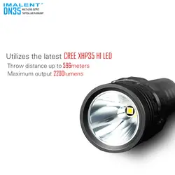 IMALENT DN35 фонарик 26650 батарея с CREE XHP35 HI светодиодный LED IPX-8 водонепроницаемый 2200 люмен перезаряжаемые USB зарядное устройство