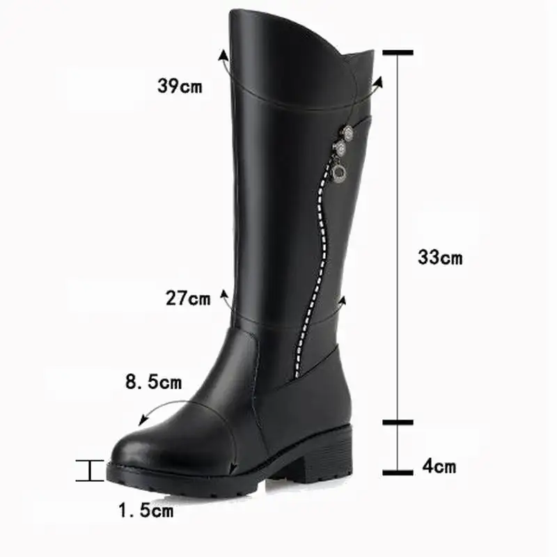 Cena GKTINOO wysokiej jakości buty do kolan damskie oryginalne skórzane buty zimowe wygodne ciepła wełna damskie długie buty buty