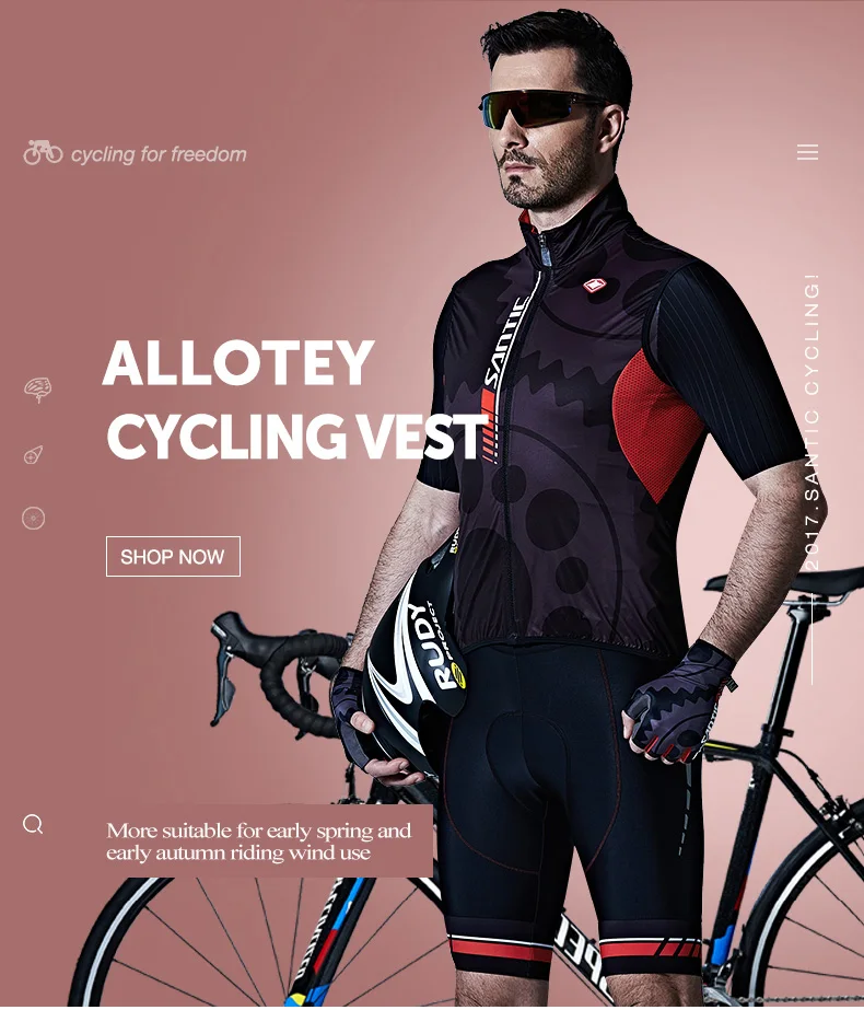 Santic мужской дышащий жилет для велоспорта ветрозащитный без рукавов анти-пот MTB дорожный велосипед жилет быстросохнущая Светоотражающая велосипедная одежда