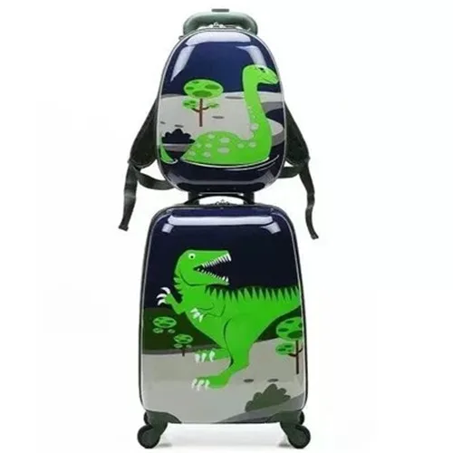 KLQDZMS 18 дюймов милый мультяшный Детский комплект багажных сумок на колесиках Спиннер чемодан колеса Студенческая тележка дети носить на дорожная сумка - Цвет: a set