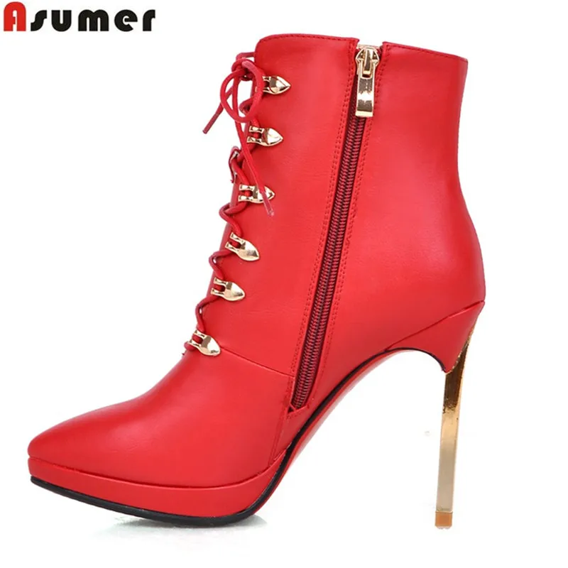 

new 2016 high quality ankle boots stiletto high heels pointed toe shoes sexy platform spring autumn women boots