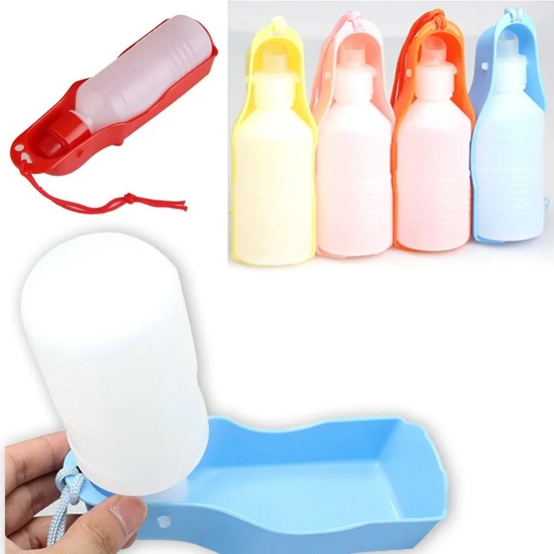 

2019 New 250ml Foldable Drinking Water Bottles Travel Hand Held Puppy Squeeze Water Bottle Dispenser Flip Down Water Pan