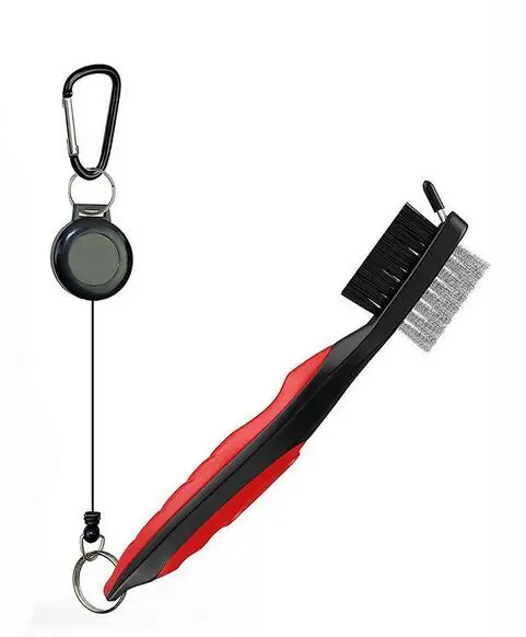 Golf Clean Brush and Club Groove Cleaner with 2ft Retractable Zip-Line