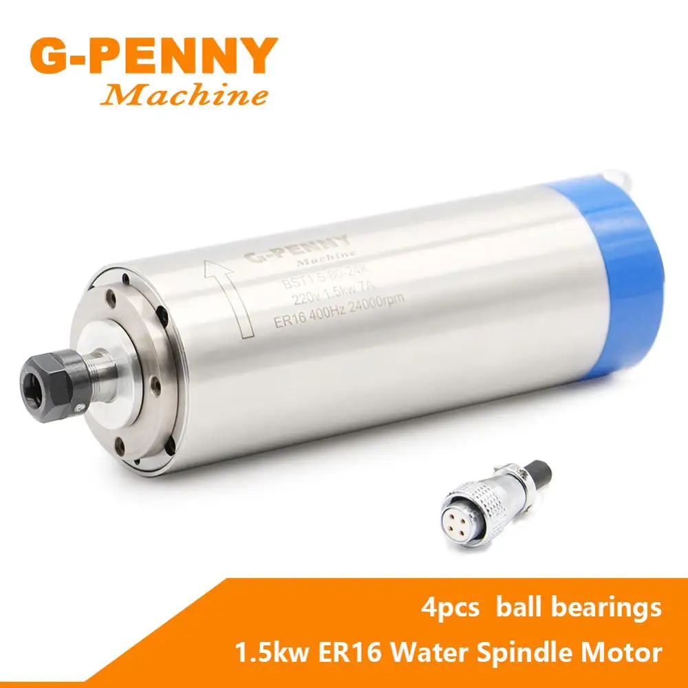 

G-PENNY CNC 1.5KW 80mm Water Cooled Spindle ER16 400Hz Water Cooled Spindle 80x220mm 4 Bearings CNC Spindle Motor for Engraving
