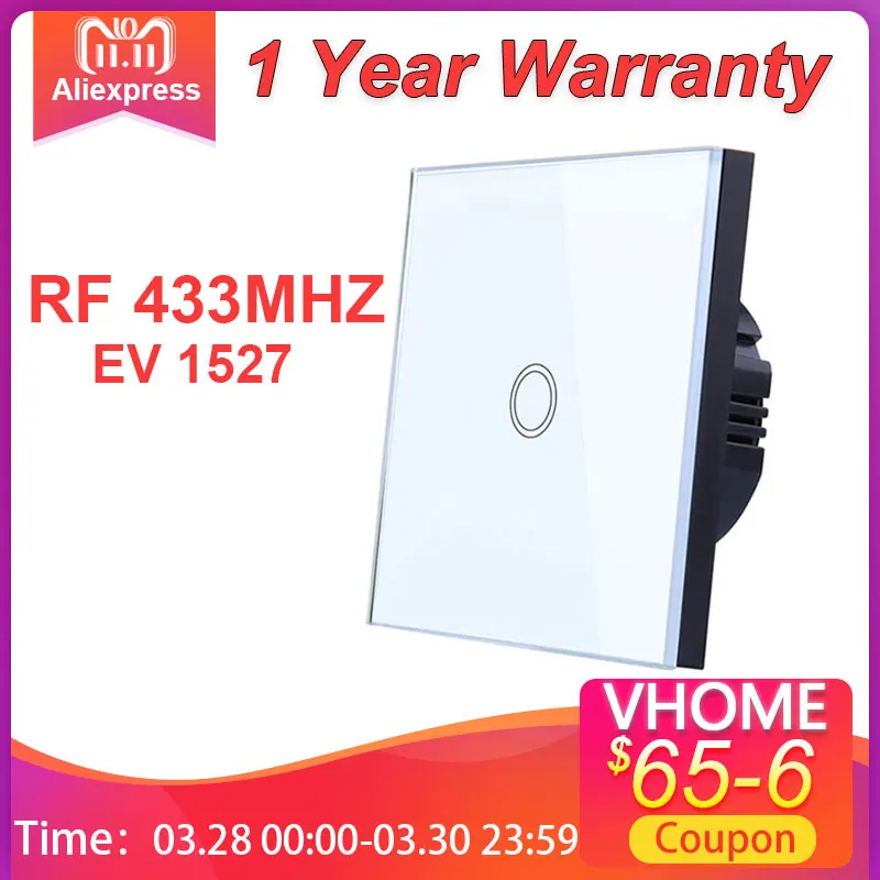  Vhome Touch Switch433mhz Smart Home Touch Switch PanelEV1527 EU/UK/US Standard Wifi Control Ewelink - 32954683408