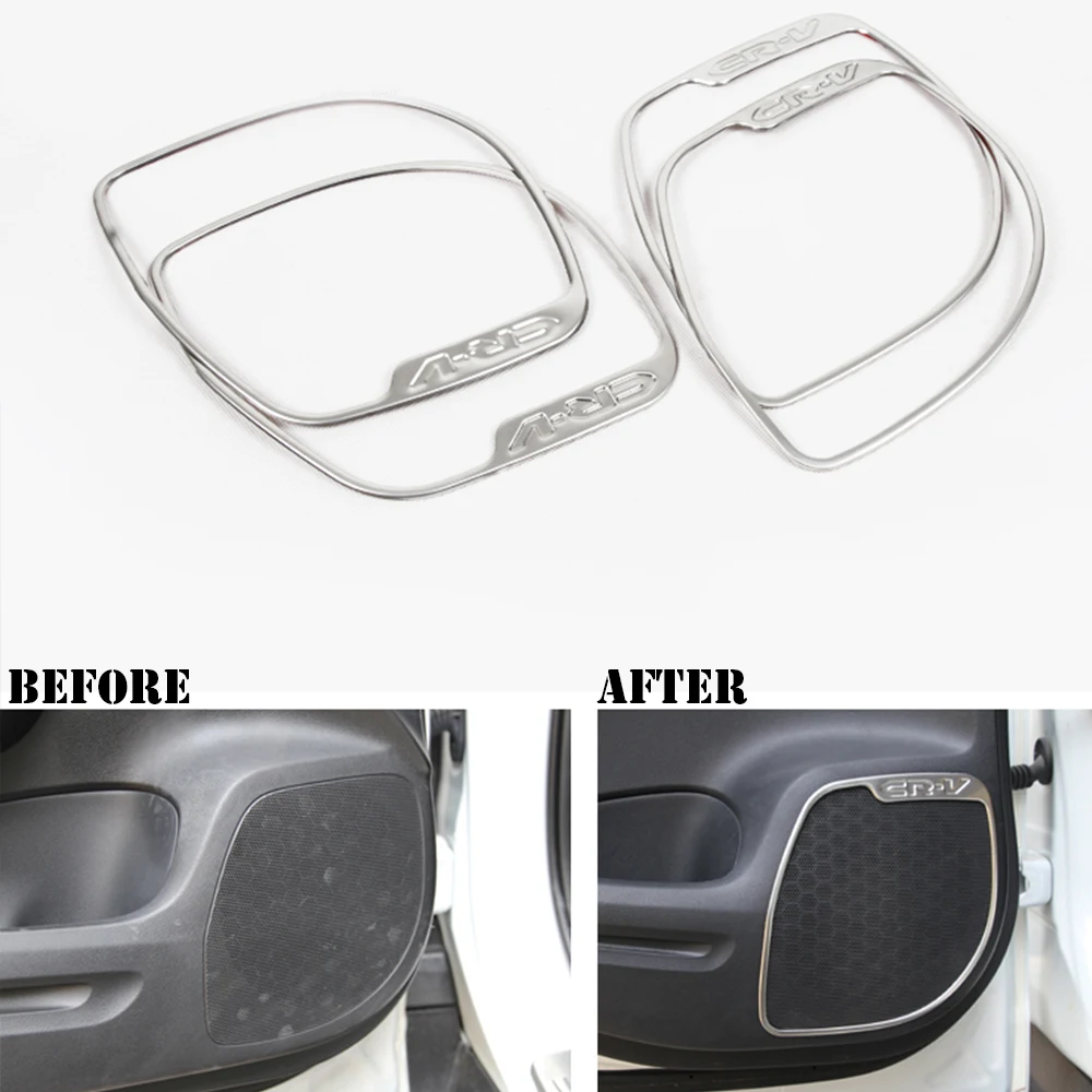 

Car auto accessories inner door audi speaker cover decoration trim for honda crv cr-v 2012 2013 2014 2015 stainless steel 4pcs