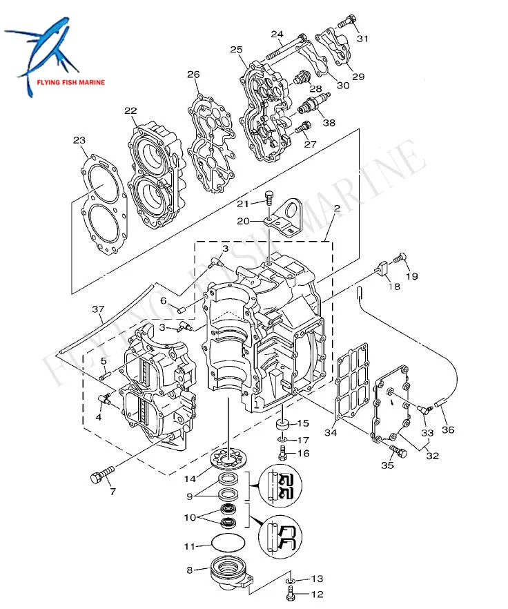 Лодка Двигатель 66t-11193-a2 головы прокладка крышки для Yamaha 2-Ход 40hp 40x e40x подвесной Двигатели для автомобиля Бесплатная доставка