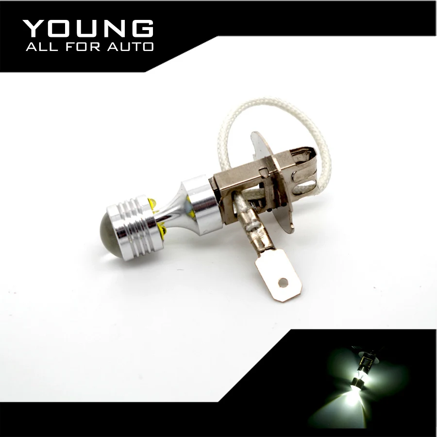 

YUMSEEN 2Pcs H3 LED Foglights W5W LED COB With Projector Lens White Car LED Light Fog light Sourcing Replacement Bulbs