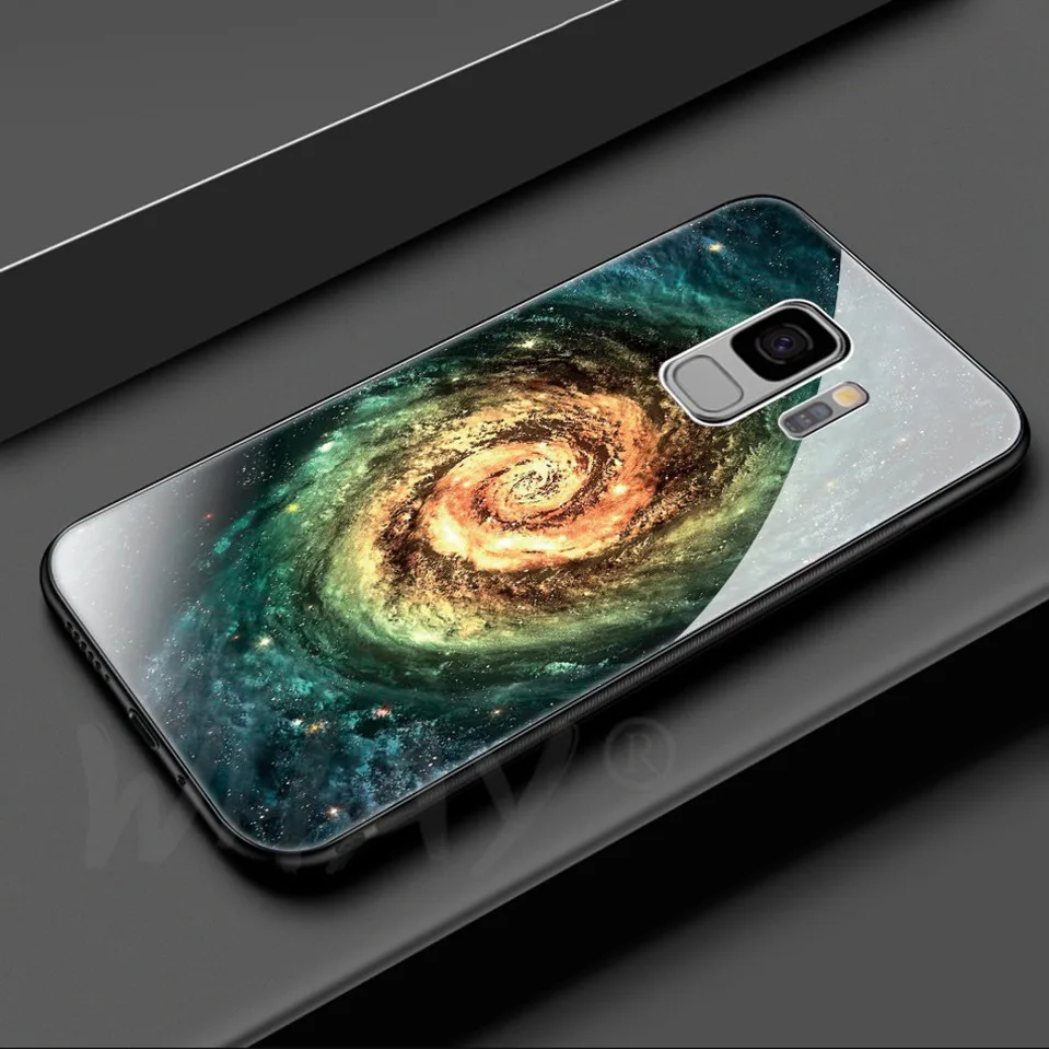 Tempered Glass For Samsung Galaxy S9 Plus Silicone Capa Luxury Patterned Back Case For Samsung S9 Plus S9Plus Note 8 Note8 Cover (9)
