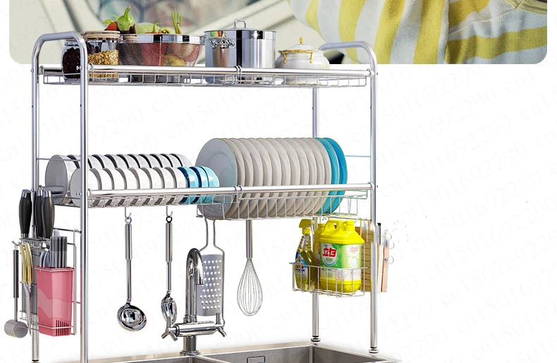 Multi Layered Kitchen Dish Rack Iron Dish Drainer Stainless Steel Sink Drain Rack Kitchen Rack Storage Shelf Kitchen Organizer