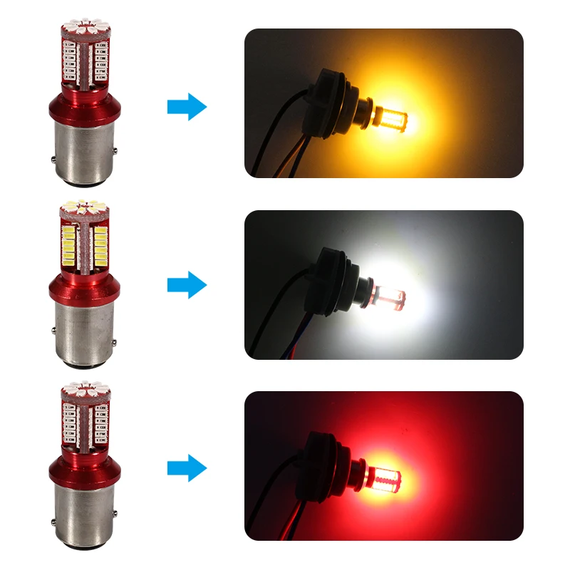 YCCPAUTO 2 Шт 1157 BAY15D P21/5 W светодиодный светильник лампы 3014 57 SMD 12V Автомобильный задний тормозной светильник для стояночных сигнальных ламп белого, желтого и красного цвета