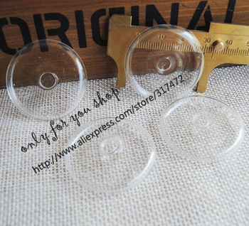 

30sets 35mm Big Flat Round Glass bubble/ glass vial pendant & white k metal ring DIY rings