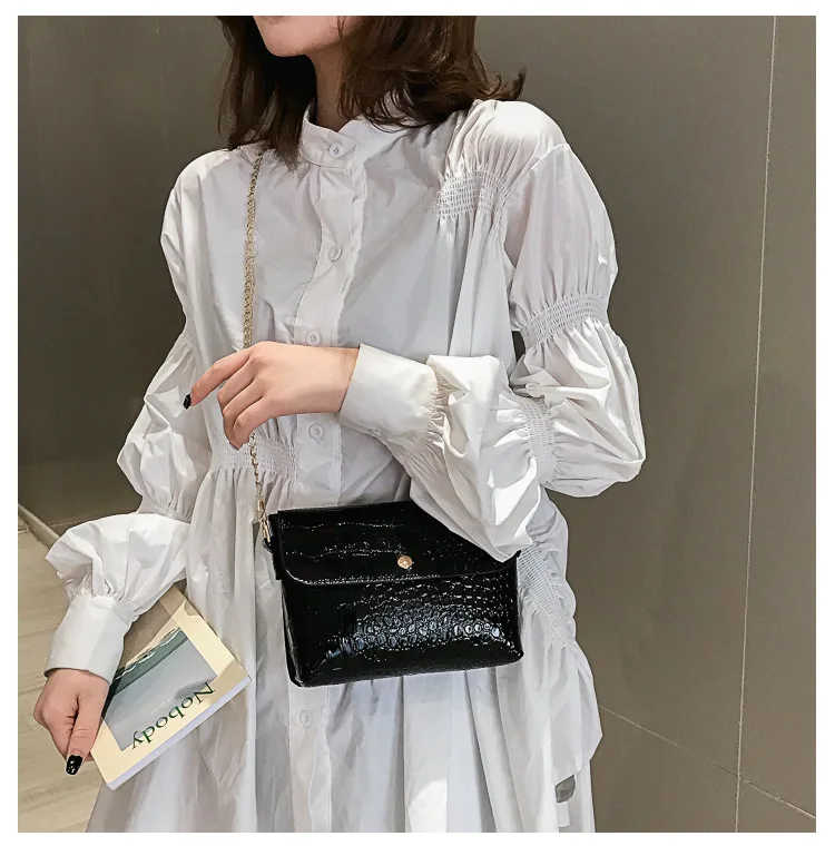 

Bag female crocodile pattern summer new stone pattern small square bag Korean version of the casual simple chain diagonal cross