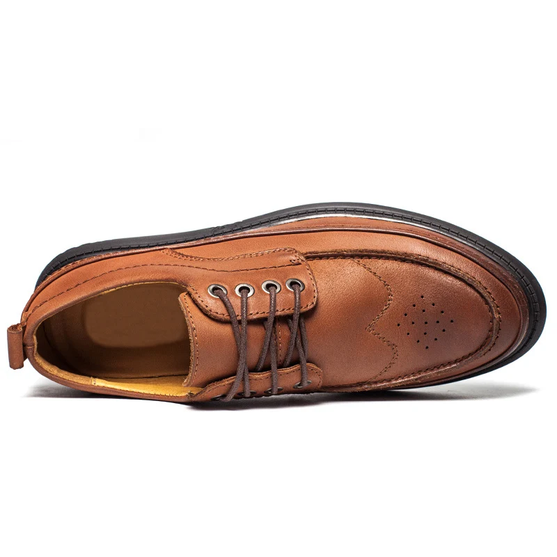 Handmade Ao Ar De Livre Oxford Macio Dos Sapatos Lace Couro Natural Sapatas Homens Preto Dropshipping marrom Up Respirável Retro Formal PZwWO6dq