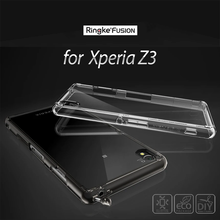 100% Оригинальный Ringke Fusion чехол для Sony Xperia Z3 Премиум прозрачный чехол-накладка DIY &amp