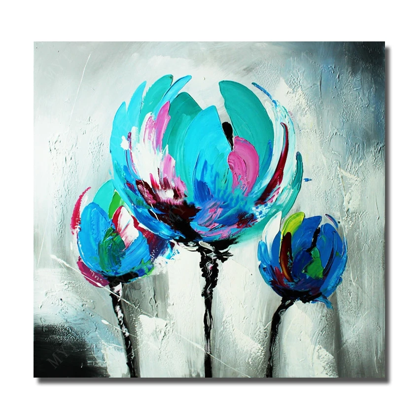 

Thick Textured Tulip Palette Knife Oil Painting 100% Handmade No Frame Knife Oil Painting On Canvas Wall Art Decoration