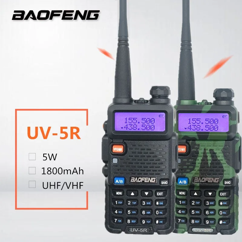

1PC BAOFENG UV-5R Walkie Talkie VHF UHF Ham Radio Station Powerful HF Mobile Transceiver Long Standby Radio Amateur 2 way radio