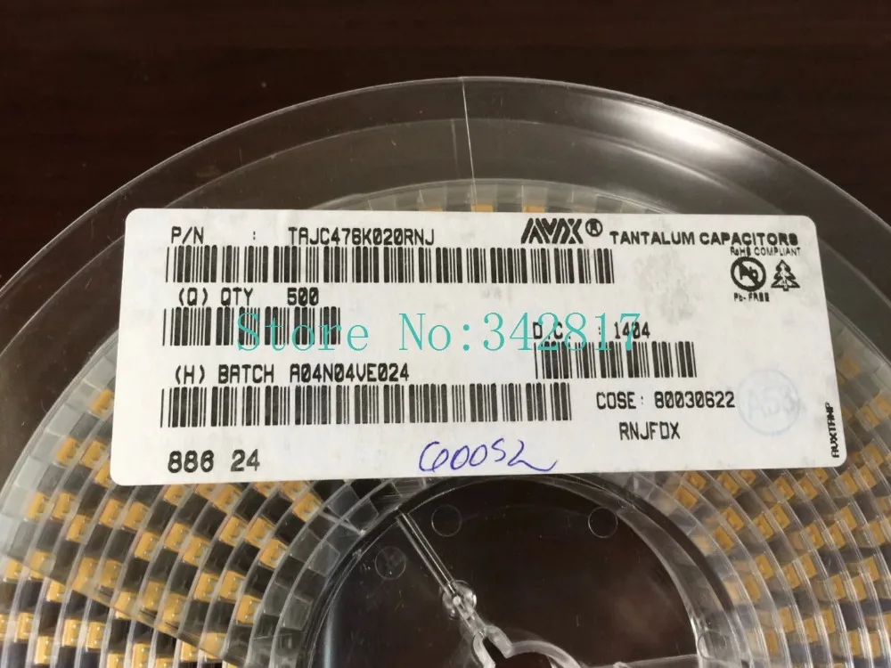 Танталовый колпачок TAJC476K020RNJ 47 мкФ 20 в 10% 2312 acitors размер C 50 шт. | Электронные