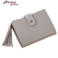 Lady Snap Fastener Short Clutch Wallet Vintage Tassel Women Wallet Fashion Small Female Purse short Coin Card Holder 914#23