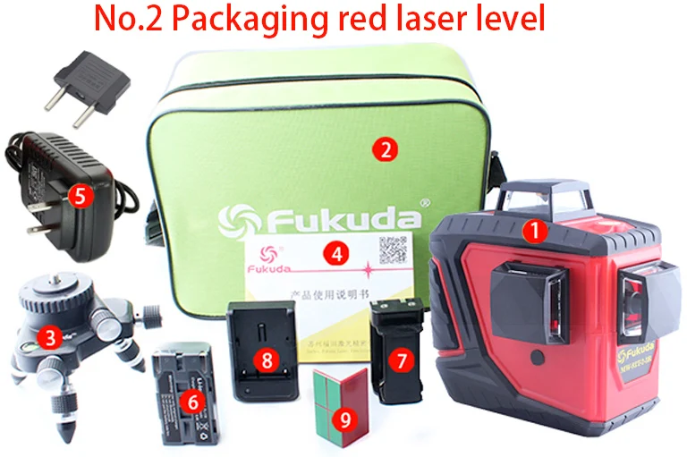 Fukuda 12 линий 3D лазерный уровень MW-93T литиевая батарея зеленый/красный лазерный уровень 360 вертикальный и горизонтальный самонивелирующийся крест