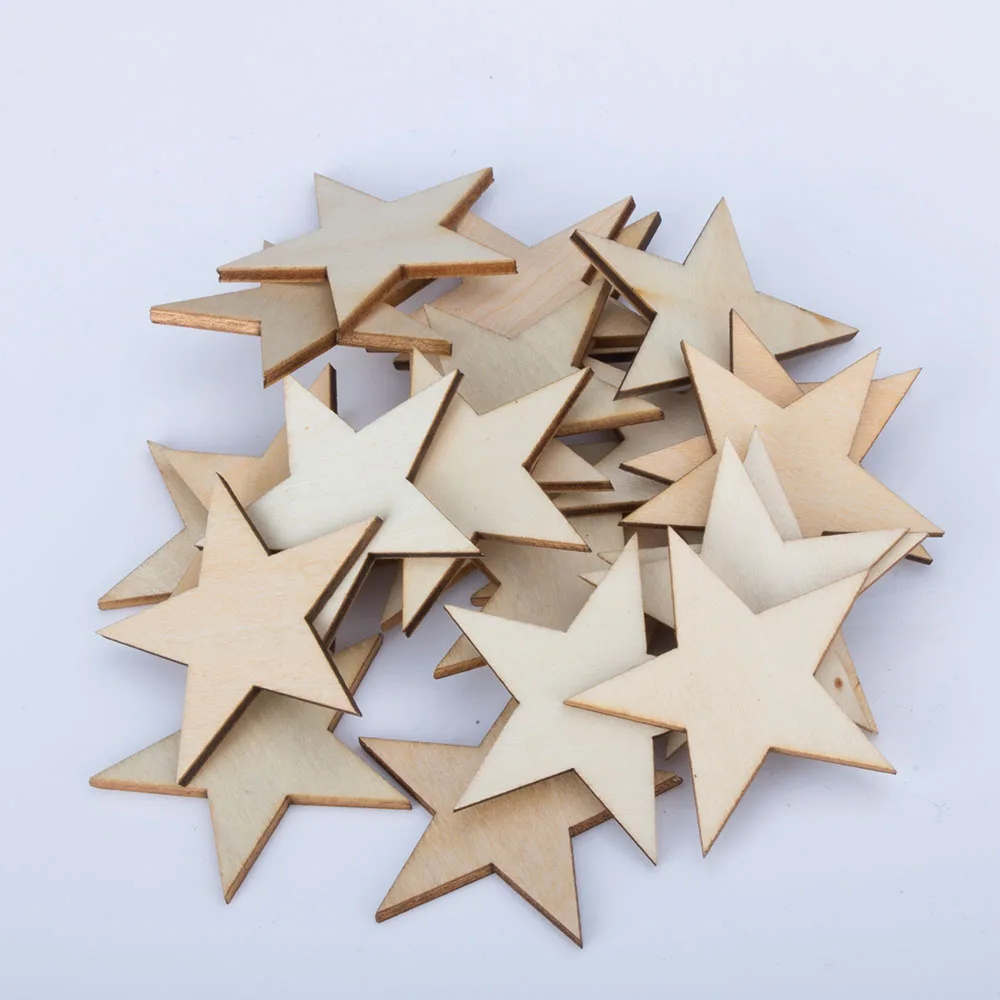 Wooden Stars Shapes Blank Embellishments Craft DIY Scrapbooking Decor For Home Wedding Party Supplies | Дом и сад