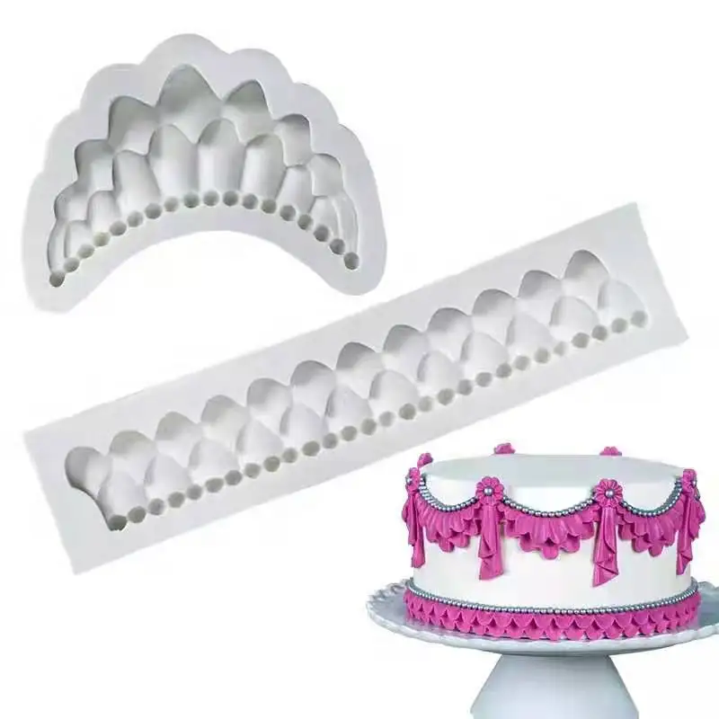 

minsunbak Skirt Folds Silicone Mold Wedding Cake Fondant Decoration Tools Chocolate Sugar Craft Tool
