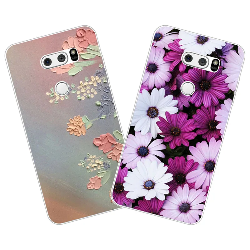

for LG v30 Case,Silicon Colorful flowers Painting Soft TPU Back Cover for LG v30 Phone protect cases shell