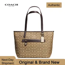 Coach Taylor Сумка-тоут из фирменного жаккарда(пляжное дерево/золото) роскошные сумки для женщин сумки дизайнер от Coach