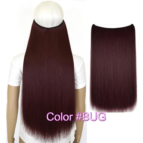 Термостойкие B5 синтетические волокна прямые эластичность невидимая проволока Halo волосы для наращивания 8106 - Цвет: BUG