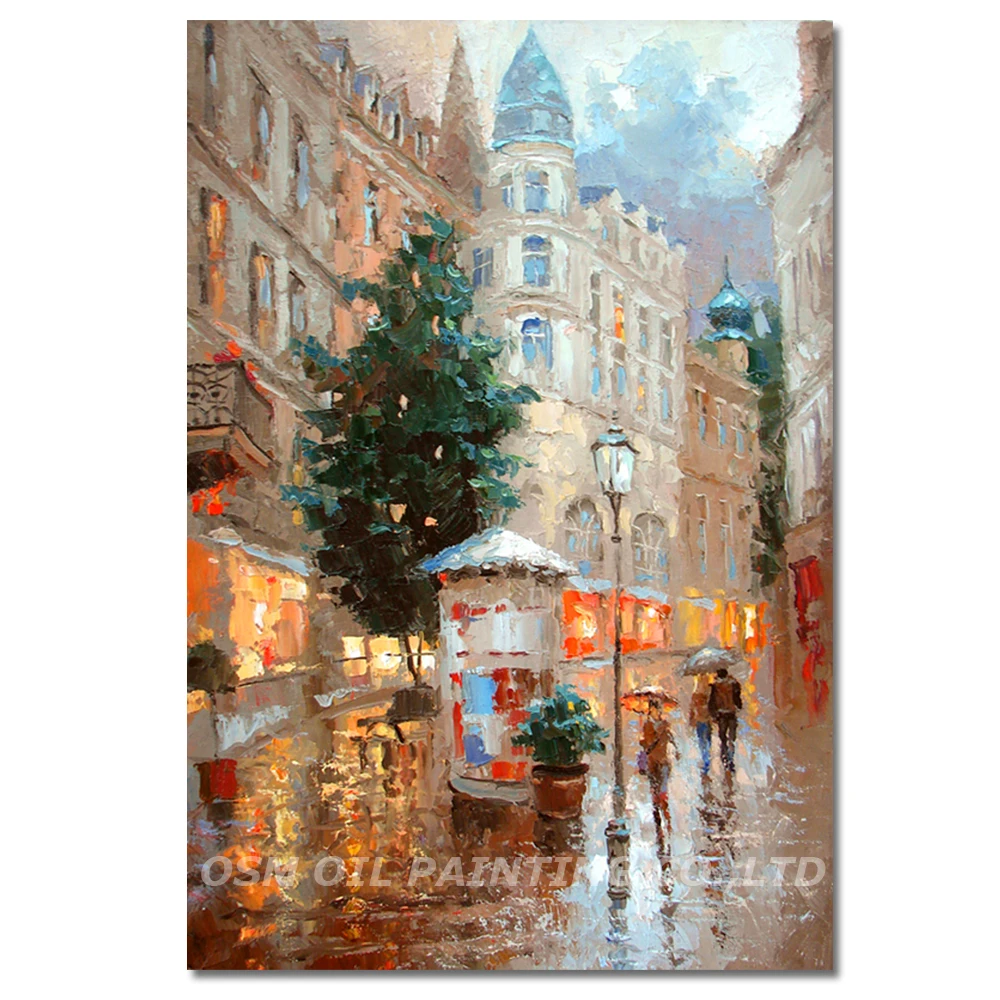 

Dafen Master Artist Pure Hand-painted High Quality Impression Street Landscape Oil Painting on Canvas Impression Oil Painting