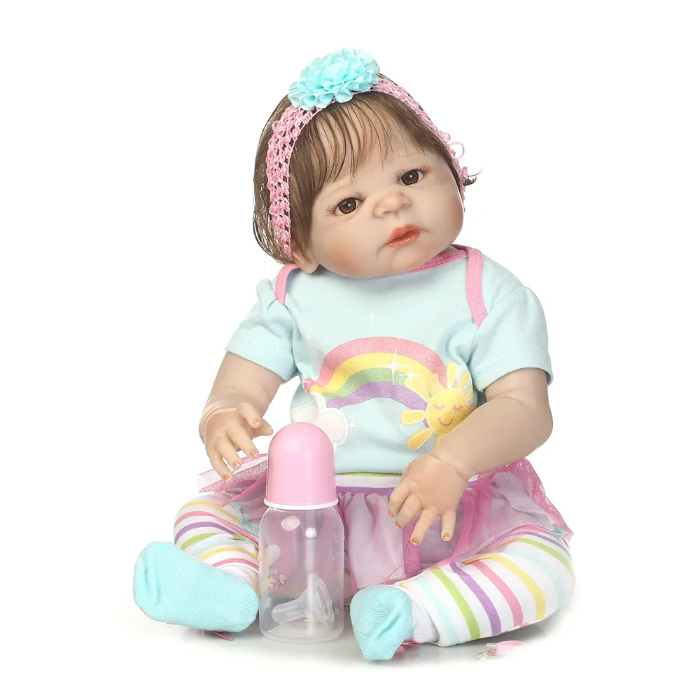 22/" Handmade Lifelike Hand Rooted Fiber hair Reborn Baby Girl doll with toy gift