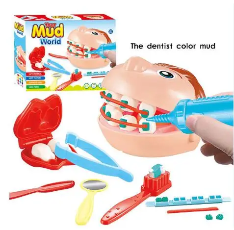 

3D Color Clay Mold Toys Plasticine Modeling Tool Kit for Children Dental Doctor Role Playing Kid Girl Playdough Educational Mold