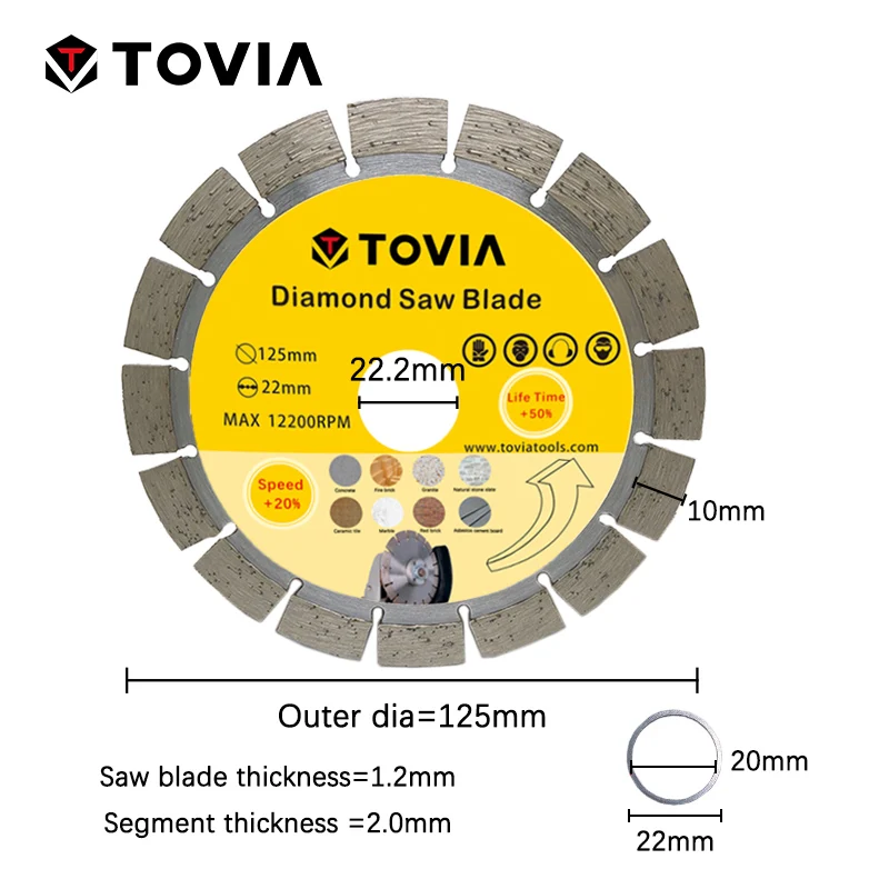 TOVIA Continuou Rim Diamond Marble Saw blade Specialized Stone Cutting Sheet Multitool Angle Grinder Saw Disc Power Tool 