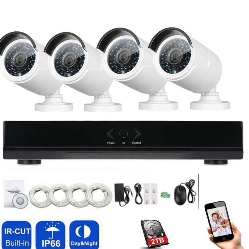 Система видеонаблюдения 4 канала 720P POE NVR 1.0MP|Система наблюдения| |