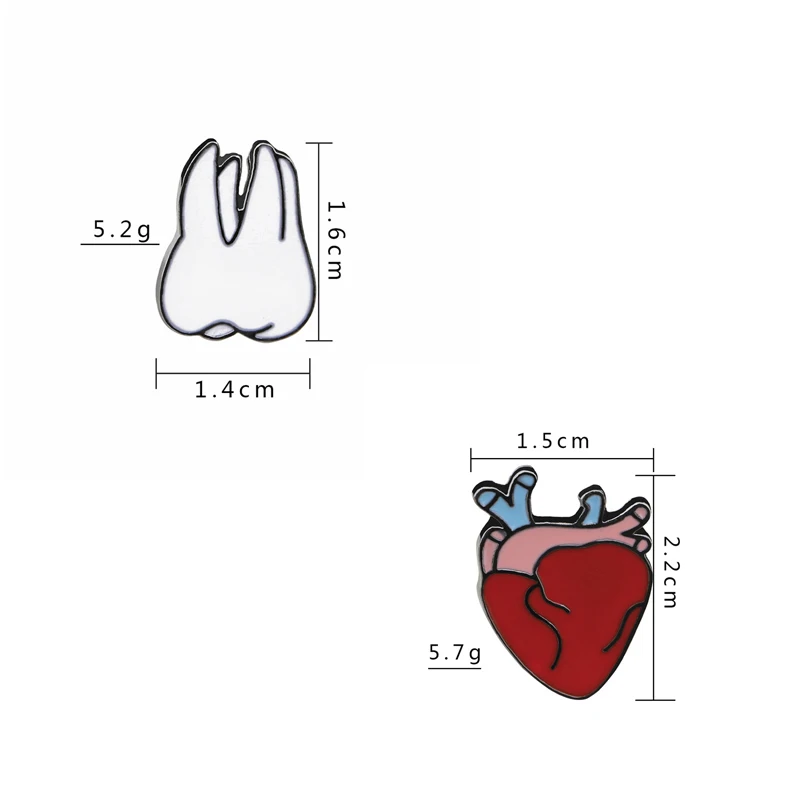 Модные персональные броши для органов тела, металлические значки в форме зуба, значки в виде сердца, булавки для одежды, сумки, кнопки, булавка с отворотом, женские и мужские аксессуары, ювелирные изделия