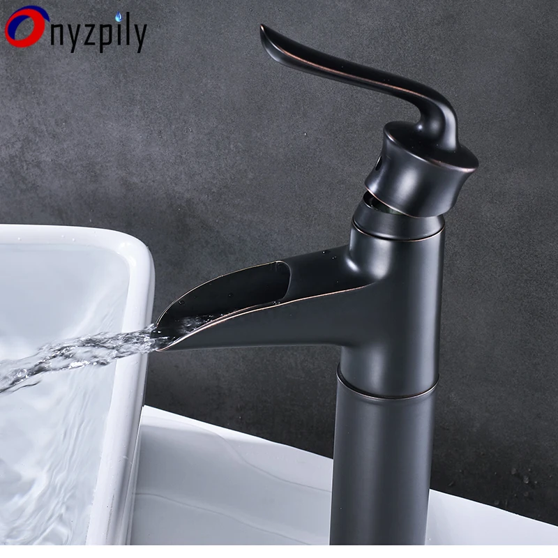 

WaterfallORB Bathroom Faucet Single Handle Basin Faucets Hot and Cold Water Mixer Faucet Without Cover Long Style Bathtube