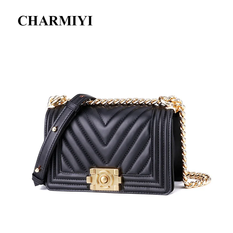 

CHARMIYI Genuine Leather Luxury 2018 Women Shoulder Bags Designer Black Female Messenger Bags High Quality Ladies Handbags Sac